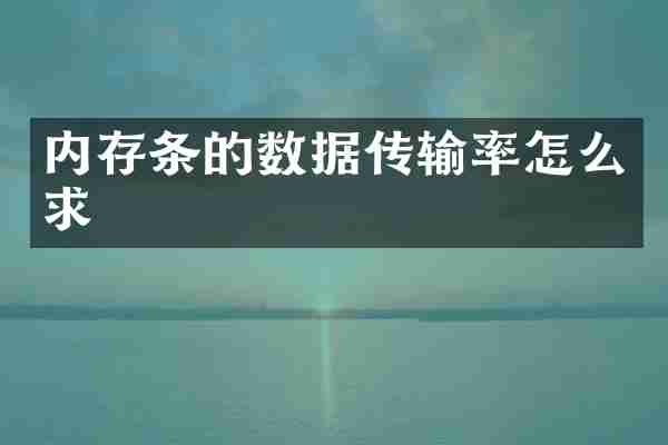 内存条的数据传输率怎么求