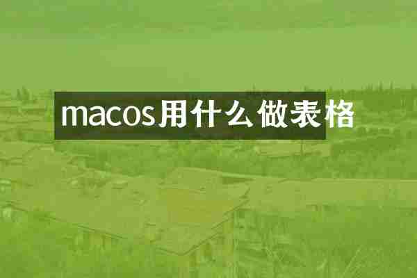 macos用什么做表格