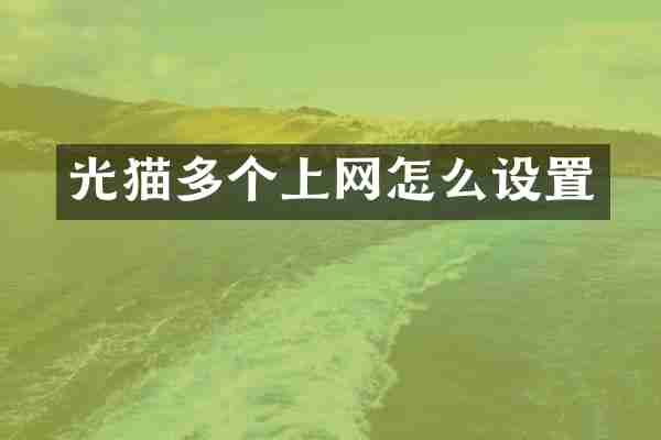 光猫多个上网怎么设置