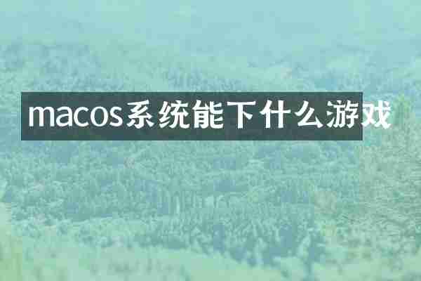macos系统能下什么游戏