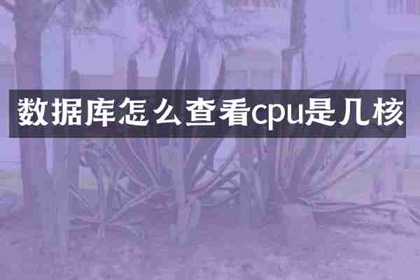 数据库怎么查看cpu是几核