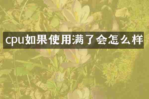cpu如果使用满了会怎么样