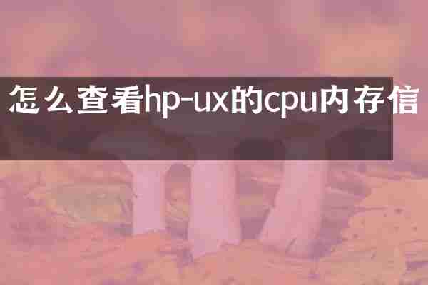 怎么查看hp-ux的cpu内存信息