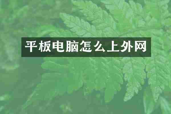 平板电脑怎么上外网