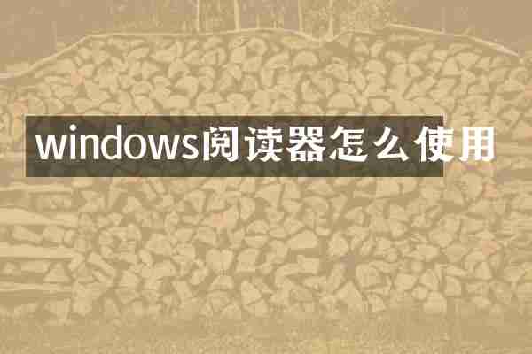 windows阅读器怎么使用
