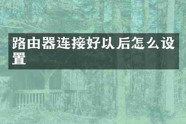 路由器连接好以后怎么设置