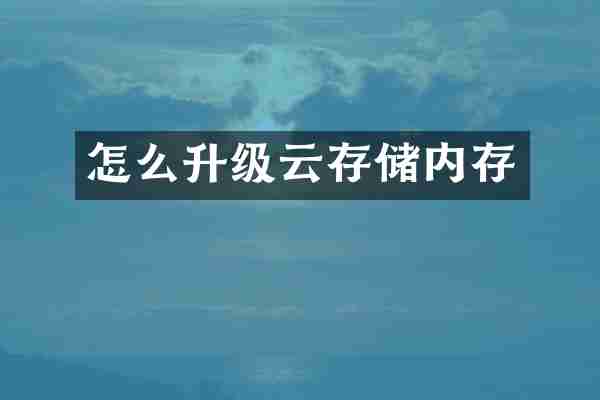怎么升级云存储内存