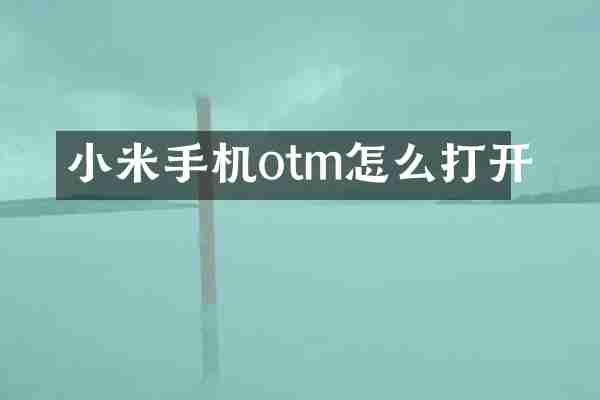 小米手机otm怎么打开