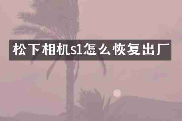 相机s1怎么恢复出厂