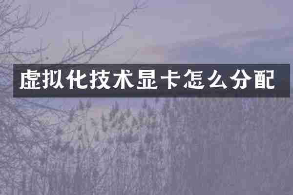虚拟化技术显卡怎么分配