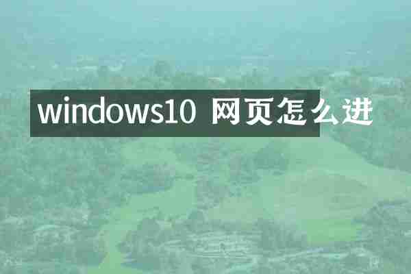 windows10 网页怎么进