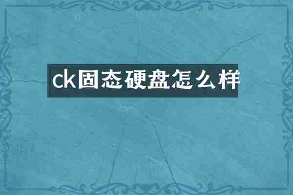ck固态硬盘怎么样