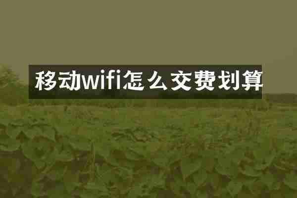 移动wifi怎么交费划算