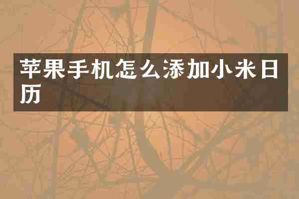苹果手机怎么添加小米日历