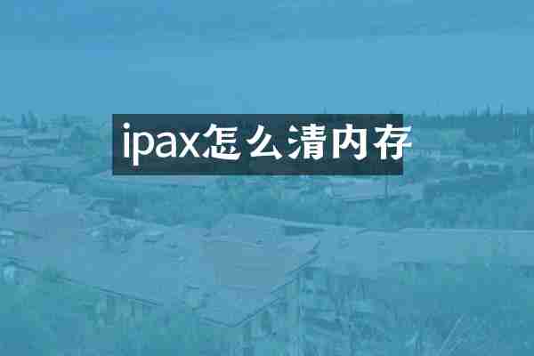 ipax怎么清内存