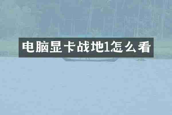 电脑显卡战地1怎么看
