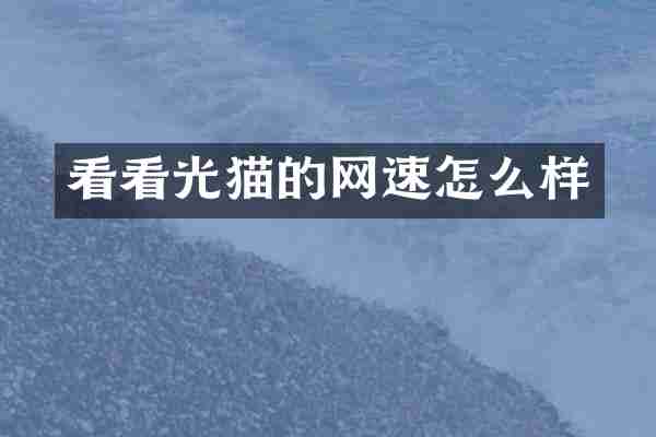 看看光猫的网速怎么样