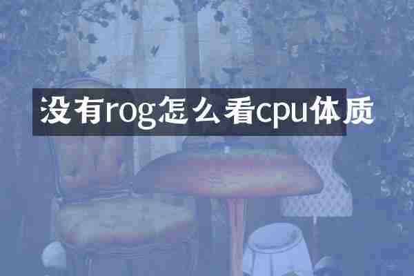 没有rog怎么看cpu体质