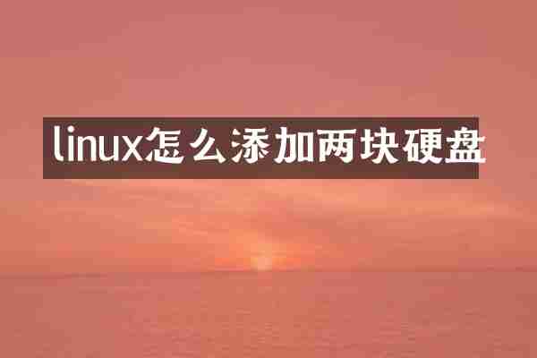 linux怎么添加两块硬盘