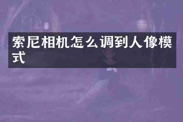 相机怎么调到人像模式