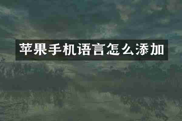 苹果手机语言怎么添加