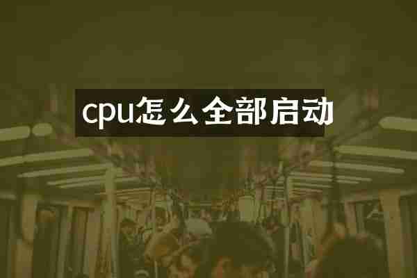 cpu怎么全部启动