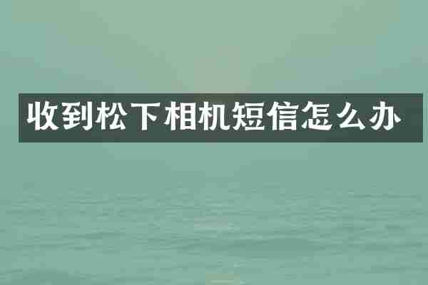 收到松下相机短信怎么办