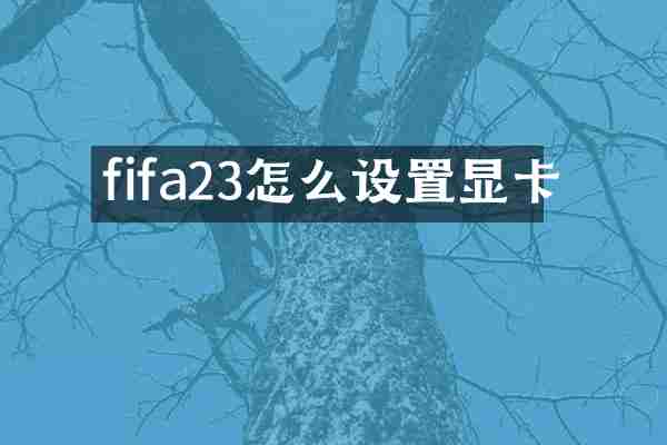 fifa23怎么设置显卡
