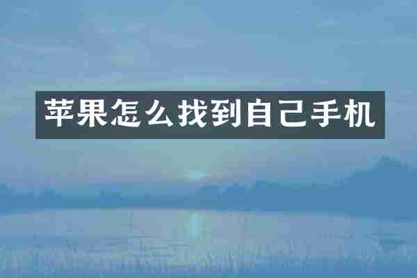 苹果怎么找到自己手机