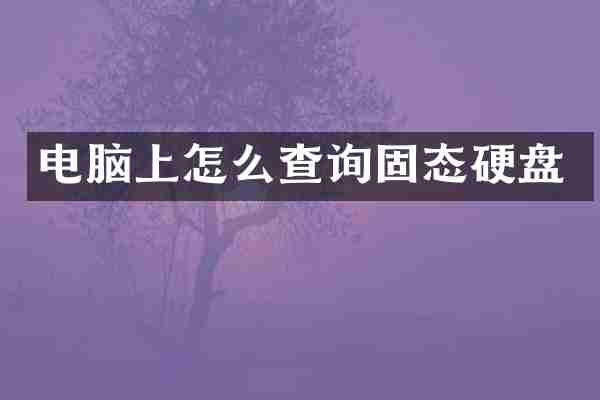 电脑上怎么查询固态硬盘