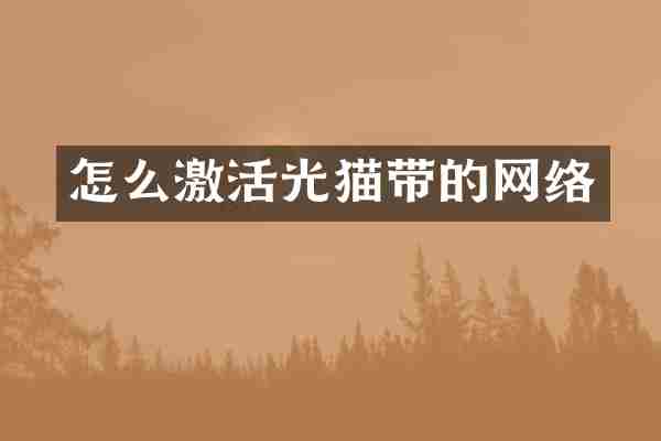 怎么激活光猫带的网络