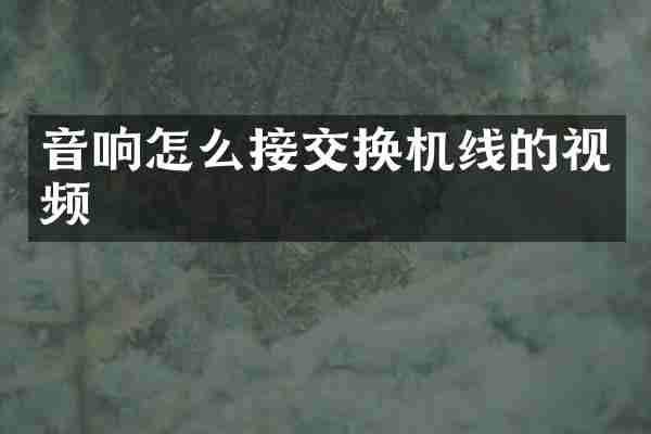 音响怎么接交换机线的视频