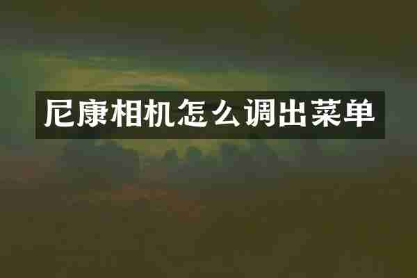 尼康相机怎么调出菜单