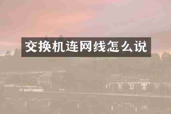 交换机连网线怎么说