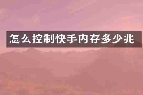 怎么控制快手内存多少兆