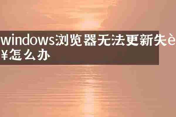 windows浏览器无法更新失败怎么办