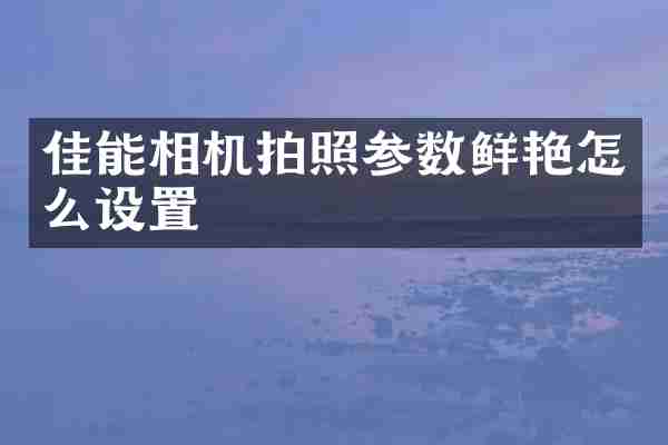 佳能相机拍照参数鲜艳怎么设置