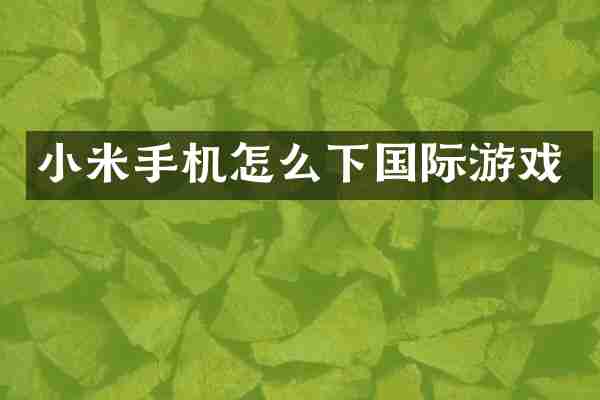 小米手机怎么下国际游戏