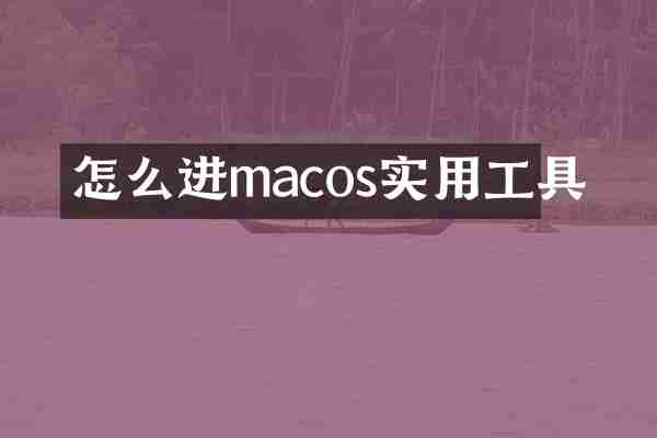 怎么进macos实用工具