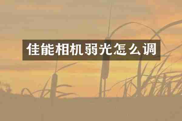 佳能相机弱光怎么调