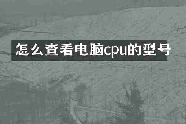 怎么查看电脑cpu的型号