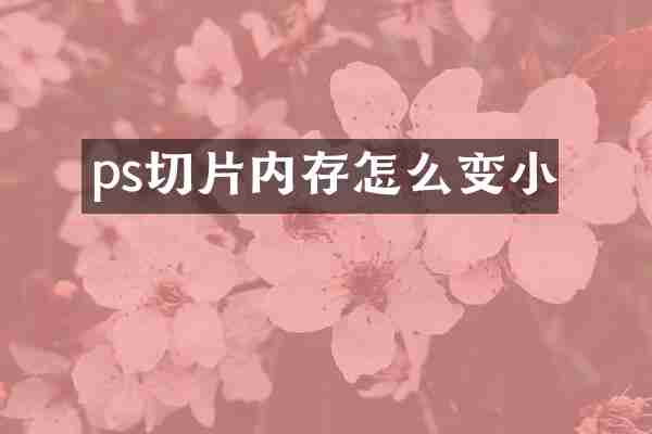 ps切片内存怎么变小