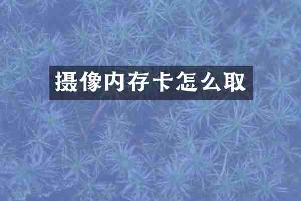 摄像内存卡怎么取