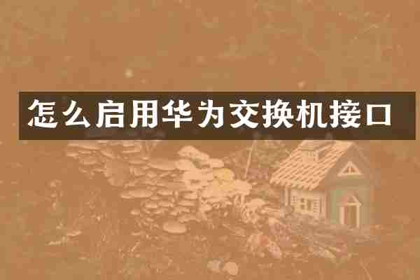 怎么启用华为交换机接口