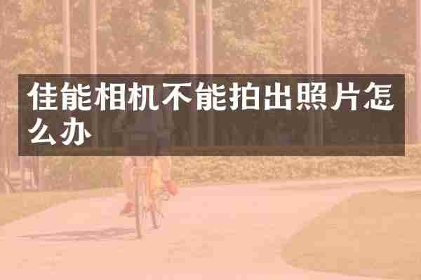佳能相机不能拍出照片怎么办