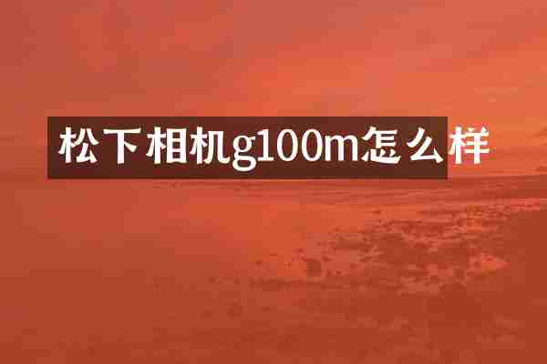 相机g100m怎么样