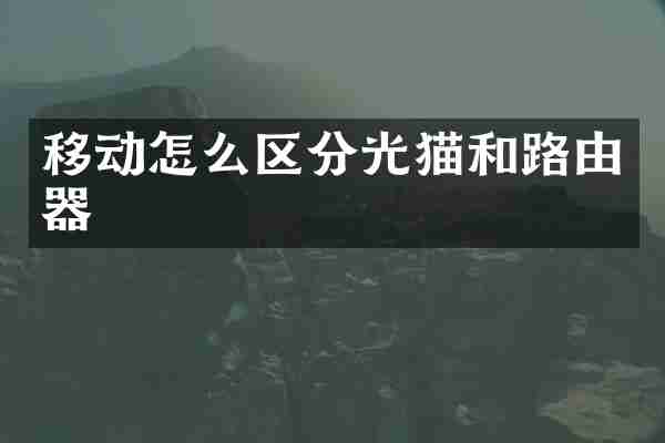 移动怎么区分光猫和路由器