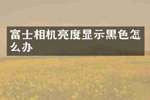 富士相机亮度显示黑色怎么办