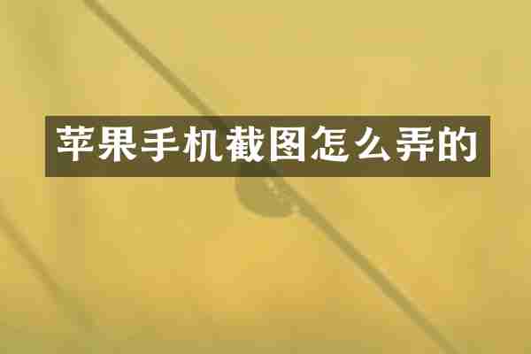 苹果手机截图怎么弄的