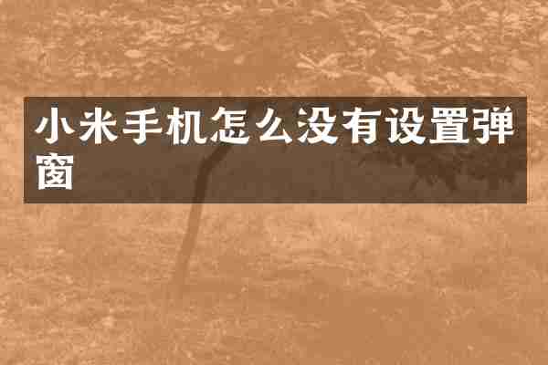 小米手机怎么没有设置弹窗